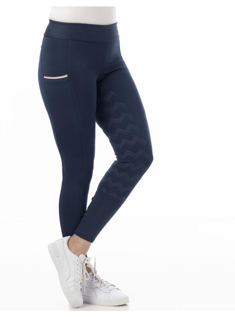 Riding World - Reitleggings für Mädchen Agadir | Leggings zum Reiten | Reithose mit Silikon-Vollbesatz & breitem Bund | Reiterhose mit 2 Handytaschen | Reitbekleidung in Marineblau | Größe 152