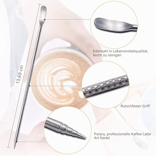 Foto von NewGF Milchkännchen 600ml 20oz, 304 Edelstahl Aufschäumkännchen Milch Aufschäumer Kännchen Tasse mit Latte Art Pen Milch Aufschäumen für Cappuccino Latté Silber