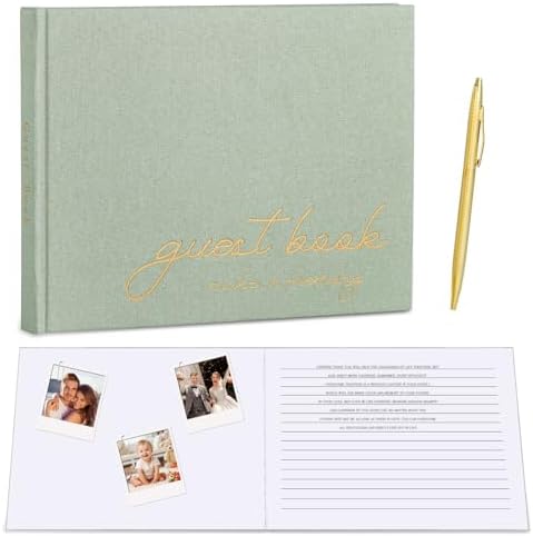 Amazon.com: Wedding Guest Book with Pen, 100 Blank & Lined Pages Guest Book for Wedding ...