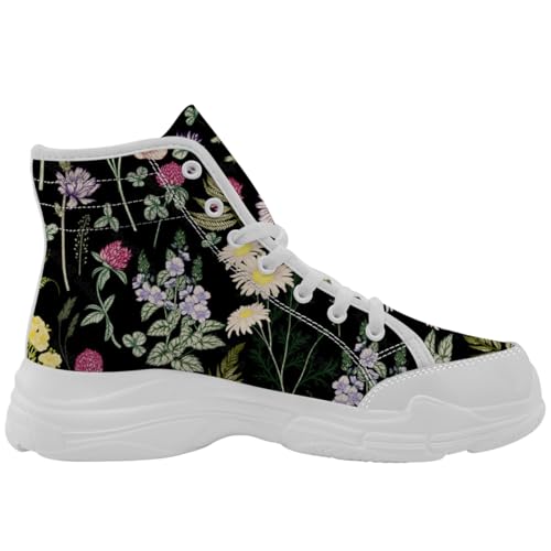 High Top Sneakers for Women Floral Canvas Shoes Gifts for Her Him4