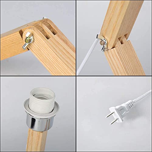 ELINKUME Robot Bedside Lamp, Fabric Lampshade Match Foldable Solid Wood Body, Creative E27 Screw Table Lamp for Bedroom Living Room