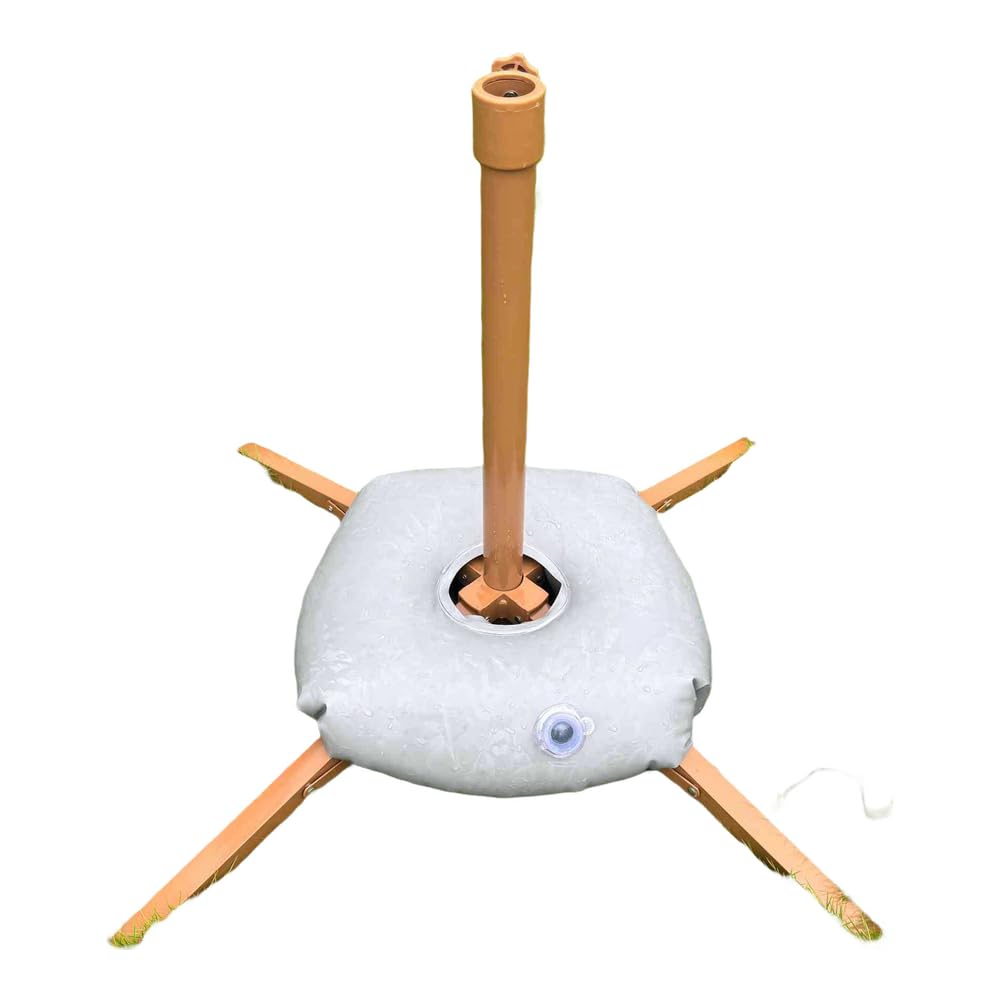 Faltbarer Schirmständer für Strand und Garten, 55 cm, Metall-Bodenanker mit 3,2 cm Ablaufloch, inklusive Wasserbeutel, für den Außenbereich, Braun