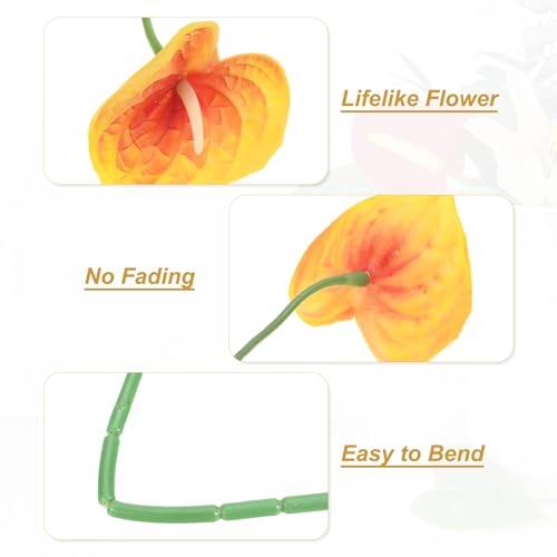 Anturios artificiales de 13 pulgadas resistentes color naranja oscuro pack de 10 4