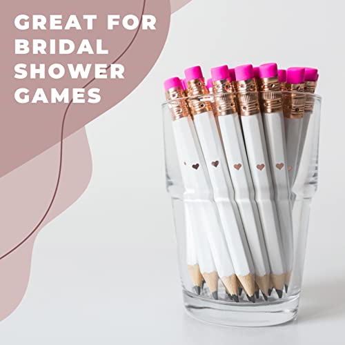 Markt Mini Heart Pencils For Bridal Shower Games & Wedding Favors, Small White Pencils With Rose Gold Foil For Party Prizes Or Gifts For Guests, Pre Sharpened Golf Pencils With Erasers (30 Pack) #TOP3