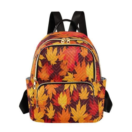 Mini sac à dos feuille d'érable pour femme - Petit sac décontracté moderne matelassé 26x13x32cm