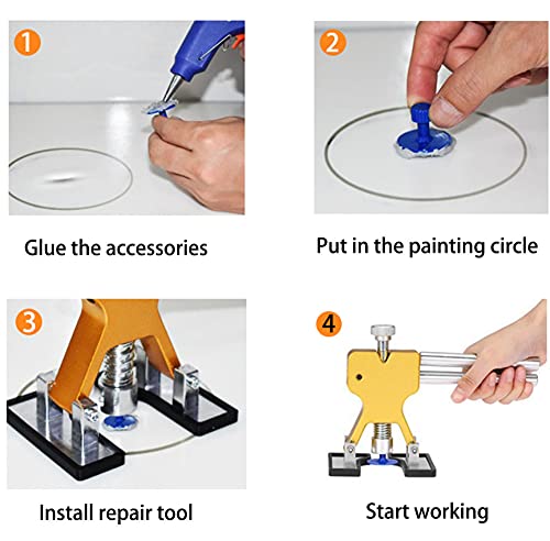 S-SNAIL-OO Car Dent Puller Repair & Remover Tool Set, Paintless Golden Dent Lifter Puller ,for Auto Body Hail Damage and Door Dings Repair ,with 2 pcs Dent Puller Suction Cups (B)