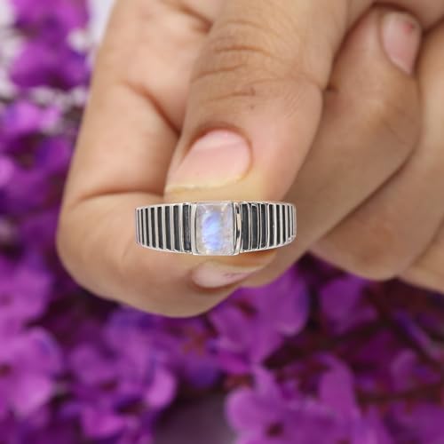 Bague pierre de lune véritable et argent 925 de prestige - 6