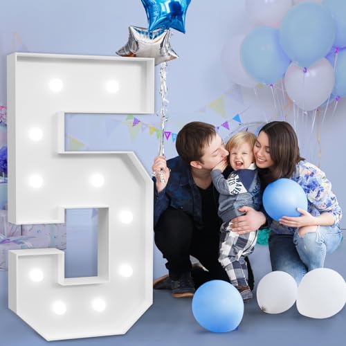 Image of imprsv Marquee Numbers Large 5th-Birthday Decorations: 4ft Light Up Number