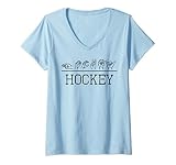 Womens Deaf Pride ASL Sign Language Hockey Sports Lover Team Fan V-Neck T-Shirt