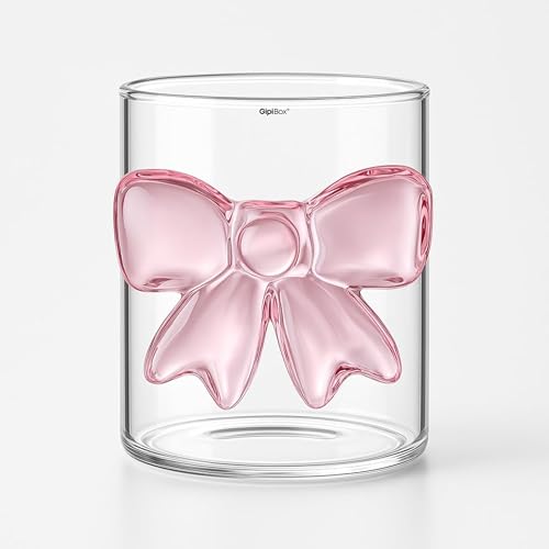 Image of Cute Bow-Shaped Glass Coffee Mug, Heat-Resistant Clear Glass Tea Cup with 3D Ribbon Design, Aesthetic Drinkware for Coffee, Tea, Gift for Girls & Women (300ml) (1-PCS)