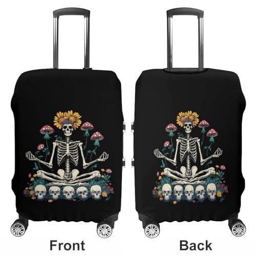 Skeleton Mushroom Travel Suitcase Cover Protective Luggage Case Washable Baggage Protector Fits 19-32 Inch L3