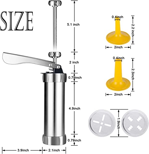 Cookie Press Gun Stainless Steel Spritz Cookie Press,Icing Gun Kit With 20 Cookie Mold Discs And 4 Piping Nozzles For Diy Biscuit Maker And Decoration (Silver) #TOP6