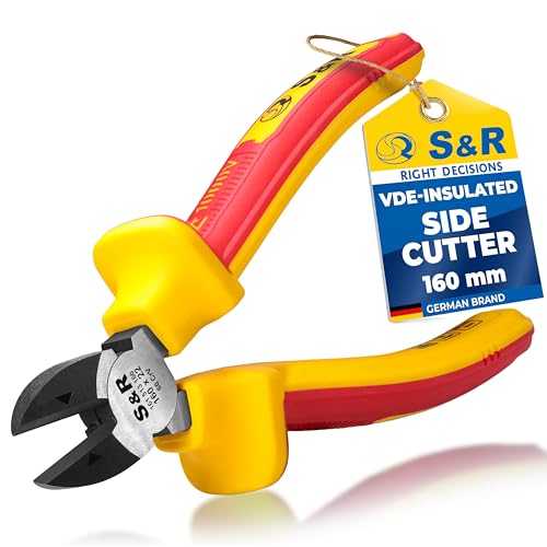 S&R Wire Cutters 160 mm VDE 1000V Diagonal Side Cutters Cr-V