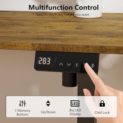Image of 47.2 inch Electric Standing Desk, Adjustable Desk with 3 Memory Height