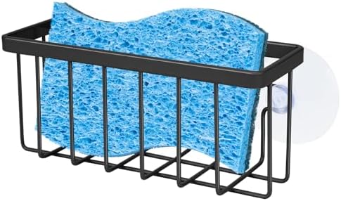 Sponge Holder for Kitchen Sink Suction,Kitchen Sink Sponge Holder,Sink Caddy, Soap Holder,Bathroom,Scrubbers (Black)