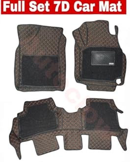 Autoclow/Premium 7D Car Mat for Maruti Suzuki Baleno (Model-2016-2021) || Luxury Leather Dual-Stitch 7D Car Mat Full Set || 100% Waterproof || Color : TAN Stitch-Black Grass (Design-1)