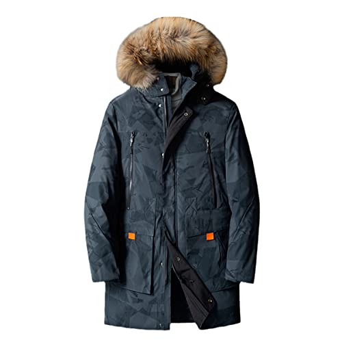 Veste à capuche en fourrure parka longue coupe-vent homme