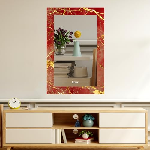 Image of KERLIX 12x18 Inch Rectangular Wall Mirror CNC Polished Finish, Modern Decorative Mirror for Bathroom, Bedroom, Living Room & Entryway