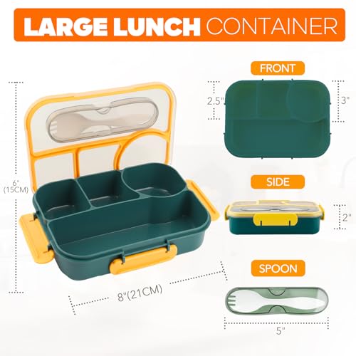 Image of EASYFUN Bento Box Adult, Lunch Box, 4-Compartment Lunch Containers, Drop-Proof, Dishwasher Safe & Made with BPA-Free Materials (Dark blue)