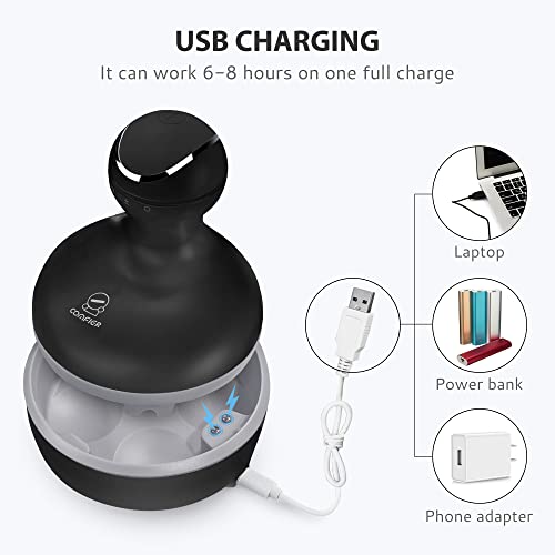 Comfier Elektrisches Kopfhaut Massagegerät, portables Kopfmassagegeräte wasserdicht, kabellos und wiederaufladbar, elektrischer Kopfkrauler mit 4 Knetmassageköpfe für Entspannung, Geschenke