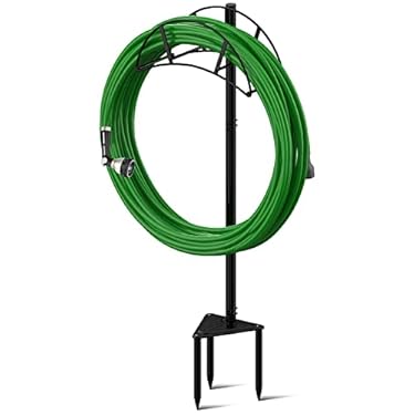 AMAZON - Meykwod Garden Hose Stand, Hose Hanger Freestanding, Water Hose Holder Stake, In ground Heavy Duty Hose Organizer Outdoor, Hose Rack for Outside Yard, Sturdy to Hold 150ft Hose (Metal, Black)
