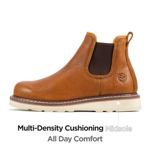SUREWAY Men's Slip On Chlesea Work Boots for Men - Lightweight Comfortable,Full Grain Leather,Slip-resistant Wedge Sole4