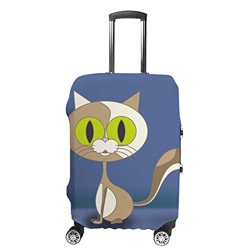 Housse de valise de voyage élastique motif chat bleu pour éviter rayures et salissures