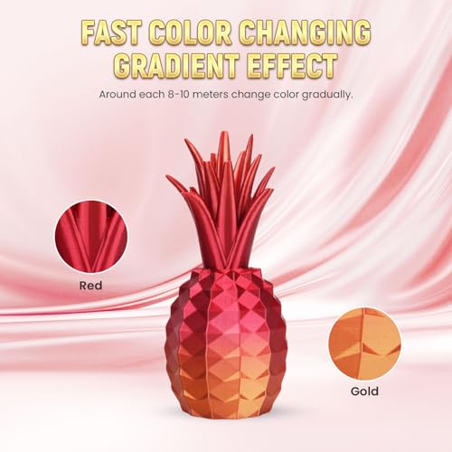 Image of FLASHFORGE Silk PLA Gradient Gold to Red Filament, Silk Multicolored Color Change 3D Printing Filament, Gold Red Shiny Fast Color-Changing Each 8M Gradually, Silky Texture & Ultra-High Glossiness