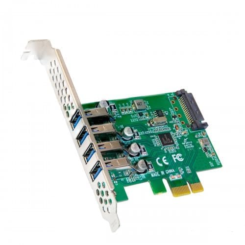 ETZIN PCI-E to USB 3.0 4 Port PCI Express Expansion Card with 15-Pin SATA Power Connector Super Speed Up to 5Gbps Build-EPL-1030PC.