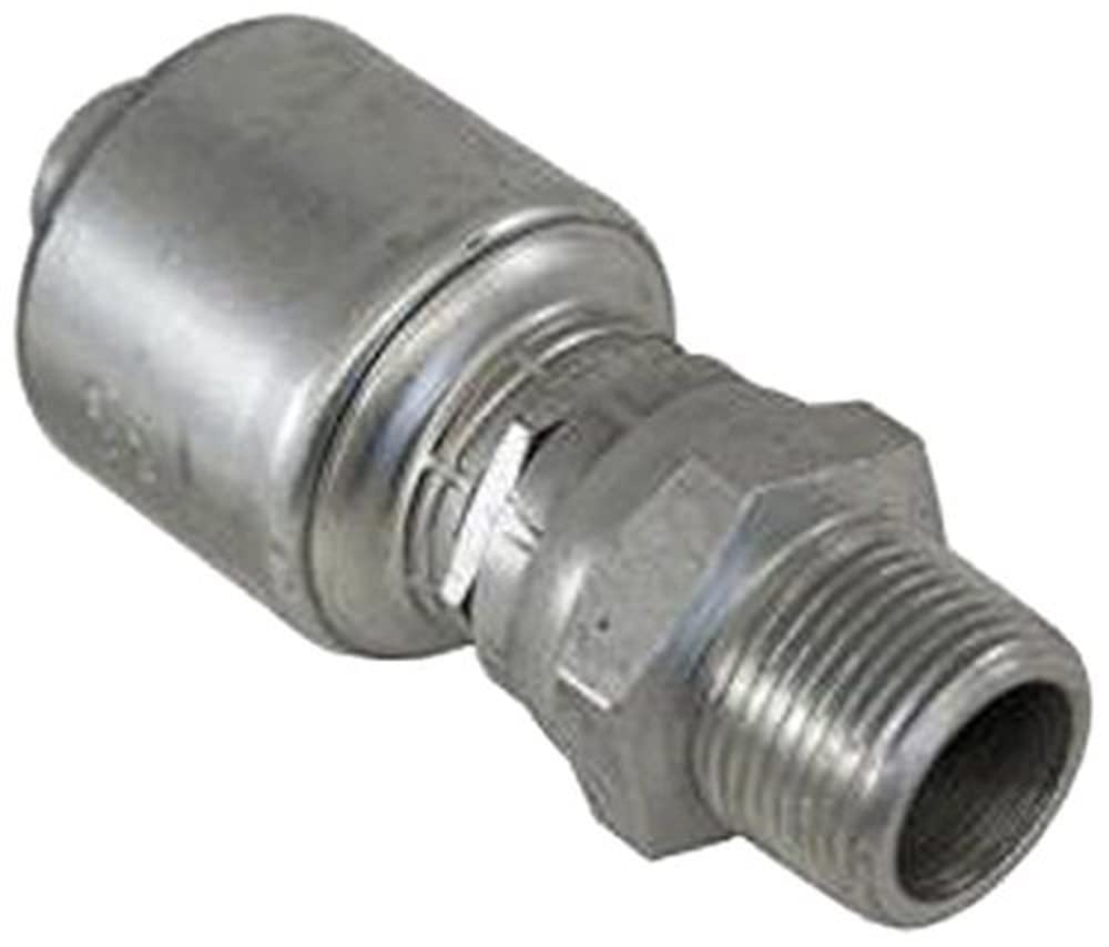 Gates 12G-8MPX MegaCrimp Couplings, Male Pipe Swivel, NPTF Without 30 Cone Seat, Zinc Plated Carbon Steel, 3.97