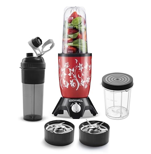 Image of Cookwell Bullet Mixer Grinder (Imperial Red, 3 Jars, 2 Blades)