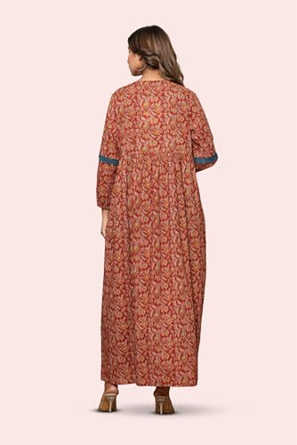 Image of NIHSAMAH Cotton Night Gown for Women, Printed Long Cotton Nighty with Pockets, Comfortable & Fancy Sleepwear /Nightwear /Maxi