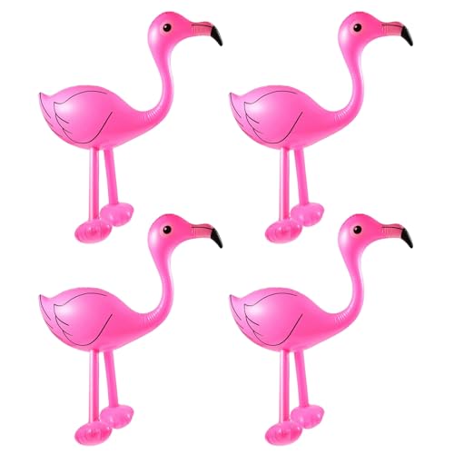 KHDULQ Décoration de Fête pour Piscine 4 Pièces Flamants Roses Gonflables 50cm Flamants Roses Gonflables Hawaïens Tropicaux d'été Luau Accessoires,...