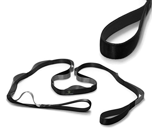 Gradient Fitness Stretching Strap, 1 Inch Strap Width, Neoprene Padded Handles (Black/Grey)
