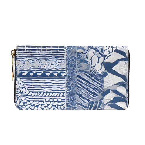 Blue Polynesian Maori Tribal Long Leather Wallet,Large Capacity Soft Pu Leather Purse For Women With Multiple Card Slots Phone Pocket And Zipper Coin Purse Stylish Phone Card Holder Clutch2