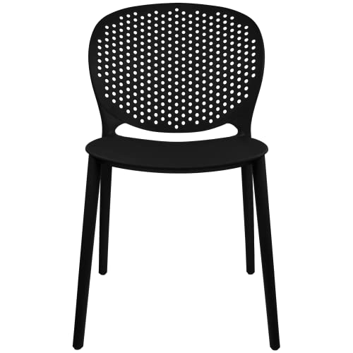 2Xhome Set Of 4 Modern Pool Patio Chairs, Plastic Armless Dining Side Chairs For Indoor Or Outdoor Use, Black #TOP5