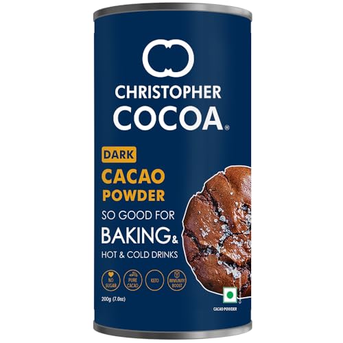 Christopher Cocoa, Dark Cocoa Powder, Unsweetened, 200g (Bake, Cake, Hot Chocolate, Drinking Shakes)