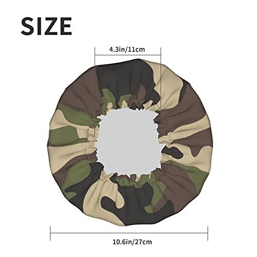 Camouflage Military Abstract Camo Shower Caps, Bath Cap For Men And Women Waterproof Double Layer Reusable Elastic Bath Caps Shower Cap For All Hair Lengths #TOP5