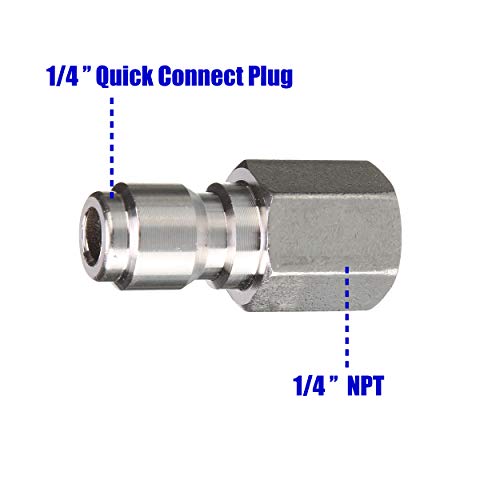 Tool Daily Pressure Washer Coupler, 1/4 Inch Quick Connect Plug to 1/4 Inch Female NPT Fitting, 5000 PSI, 2-Pack