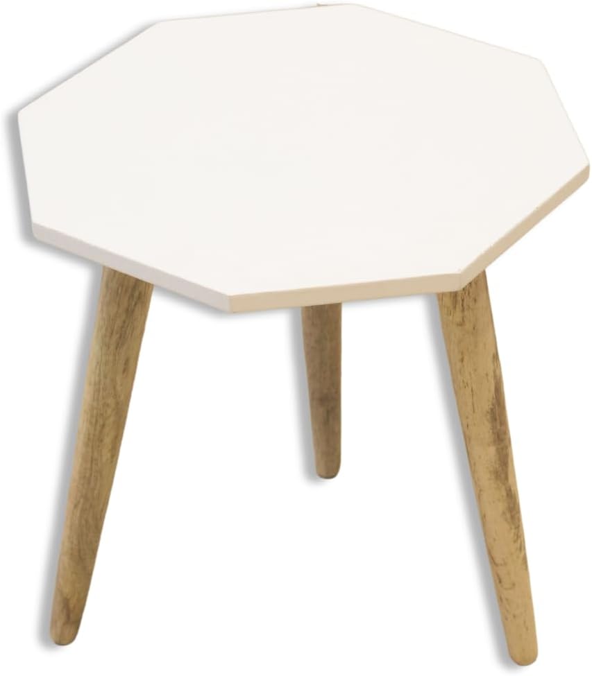 WallVilla 12 Inch Foldable White DEPO/Flower Table Wood Stool Solid Wood Corner Table (Finish Color - White, Knock Down)