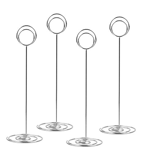 Image of 10 Pack 8.75 inch Tall Table Number Holders Place Card Holder Table Picture Holder Wire Photo Holder Clips Picture Memo Note Photo Stand (Silver)