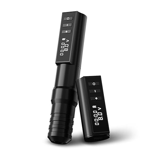 Miniatura 17 de Máquina de tatuaje inalámbrica Kit de bolígrafo Pistola de tatuaje rotativa completa Dos fuente de alimentación de 2400 mAh, 40 agujas de cartucho