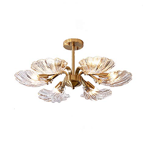 Chandelier moderne nordique 6 lumières LiChA suspension laiton brossé luminaire salon cuisine