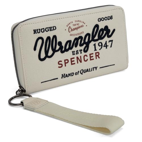 Montana West X Wrangler Wristlet Wallets for Women Classic Retro Wallet Purse Bifold Credit Card Wallets for Women Oversized Logo Clutch Wristlet
