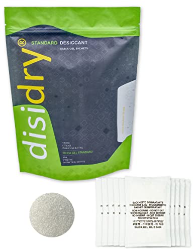 DISIDRY Silica gel - 10 bustine standard disidratanti da 60 grammi sali essiccanti assorbono l'umidità Cobalt e DMF free