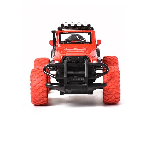 Image of Braintastic Pullback Friction Thaar Jeep Model Diecast Metal Car with Openable Doors, Light & Music, 1:32 Scale Toy car for Kids (Thar Red Color)