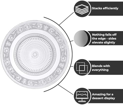 Image of Plate Set Flower Decorative Small Size Crystal Clear Glass Plate- Dry Fruits Sweets Chocolate Snack Plate for Dining,Catering Event, Dinner Parties,Wedding Dinner Plate (Pack of 1,10 inch)