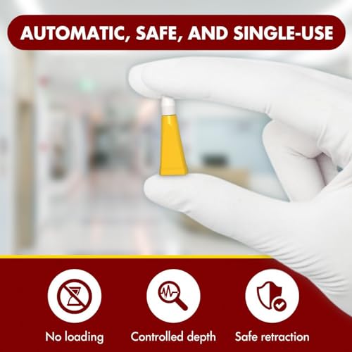 Pressure Activated Safety Lancets, 26G 1.8mm Box of 100, Advocate Single Use Glucose Testing Lancing Device with Automatic Retractable Needle for Blood Sugar Sampling