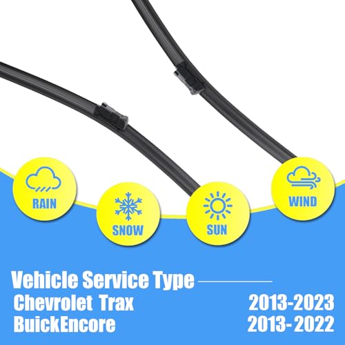 Image of Gavimnal Silicone Wiper Blades Replacement For Chevrolet Trax 2013-2023 | 26 inch+14 inch Front & 10 inch Rear, All-Weather, Streak-Free, OE-fit, Quiet, Easy One-Click Install