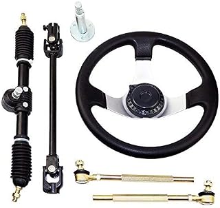 FLYPIG 300mm Steering Wheel 110cc Go Kart, PRO BAT, Go Kart Go Cart ATV UTV 110cc 125cc 140cc 150cc Steering Wheel Tie Rod Rack Adjustable Shaft Tie Rod Kits